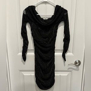 Off shoulder black sparkle dress NWOT
